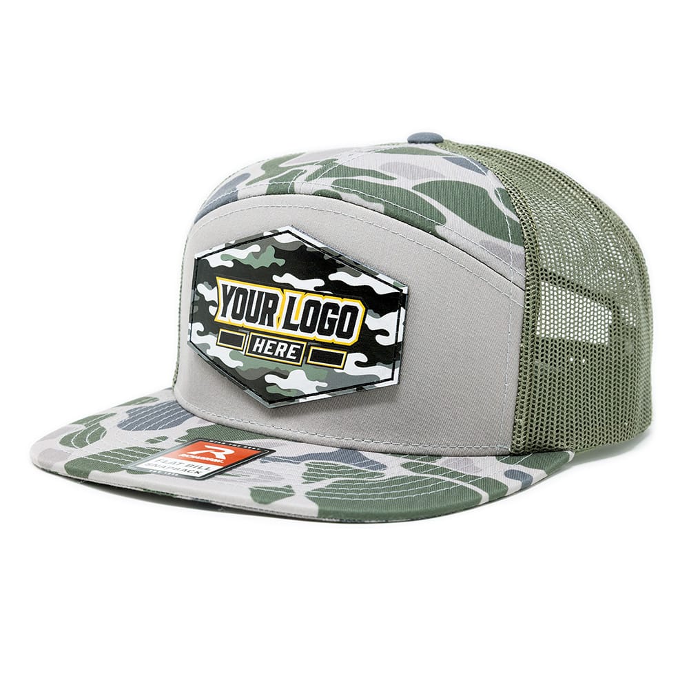 168-CP Richardson Seven Panel Pattern Color/Printed Patch Trucker Cap