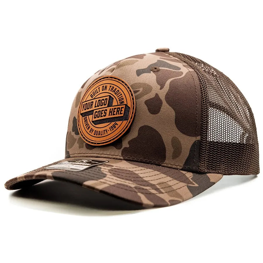 112-LP Richardson Leather Patch Pattern Trucker Cap