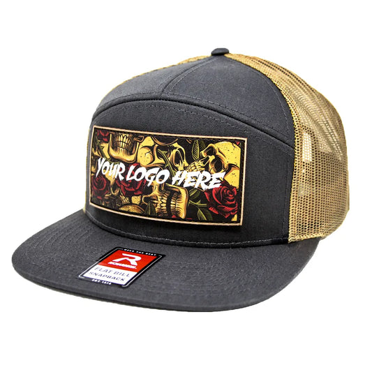 168-CP Richardson Seven Panel Color/Printed Patch Trucker Cap